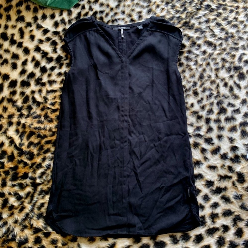 MAISON SCOTCH. Black V-Neck Tunic Dress.